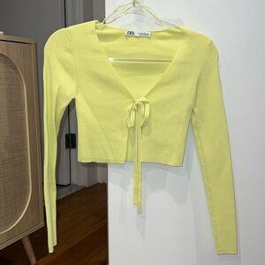 Zara Knit Crop Front Tie Sweater